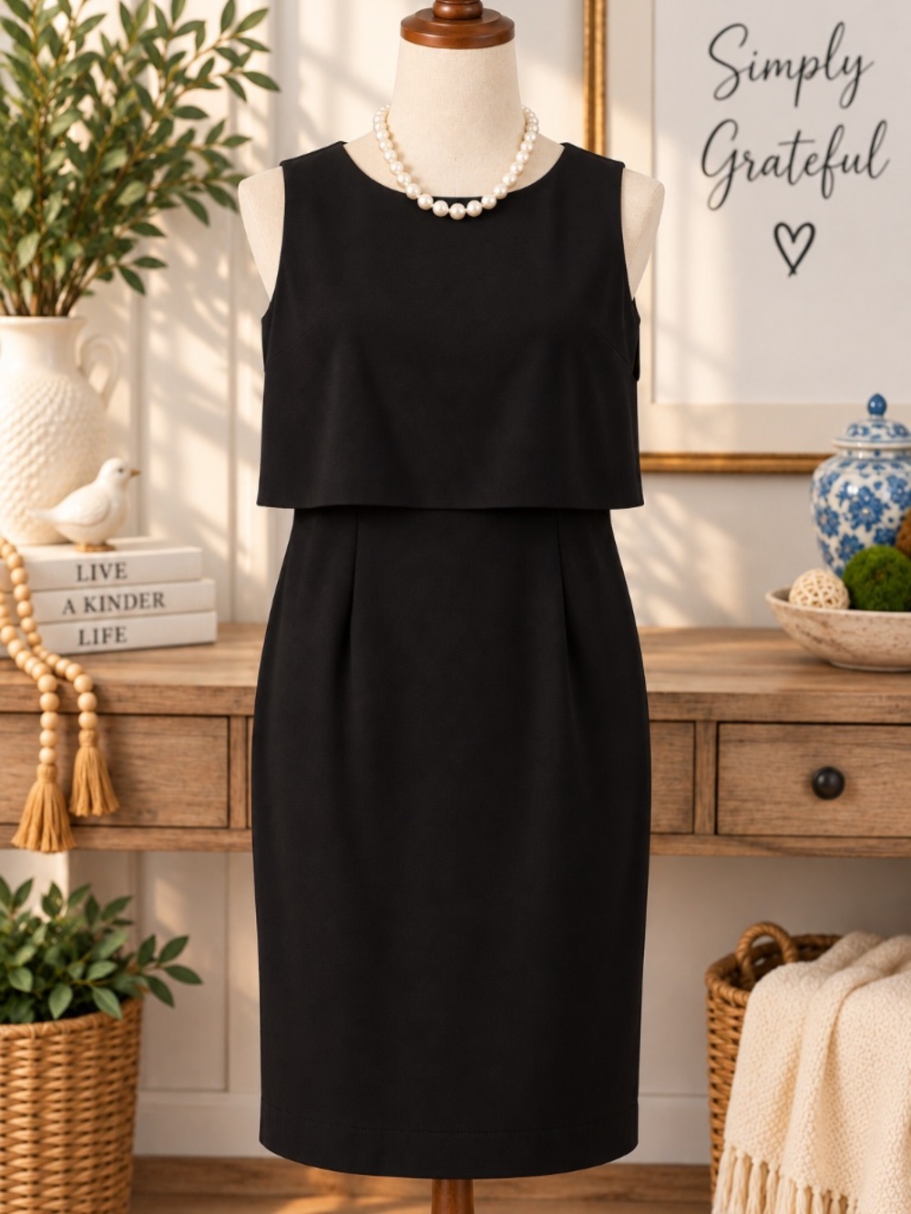 Calvin Klein Black Overlay Sheath Dress — NWT, Size 8